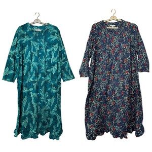 Only Necessities Flannel Nightgown Winter Granny Cottage 100% Cotton 2X Lot of 2